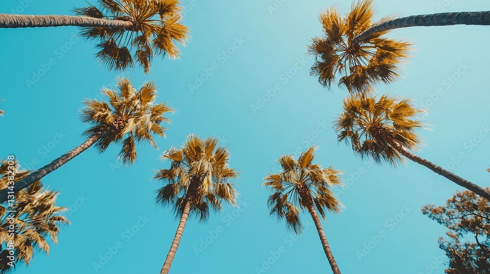 Palm Trees Reaching Skyward, Sunny Day, Outdoor Scene, Background of Sky, Possible Use Travel, Vacation Palm Trees Reaching Skyward, Sunny Day, Outdoor Scene, Background of Sky, Possible Use Travel, Vacation