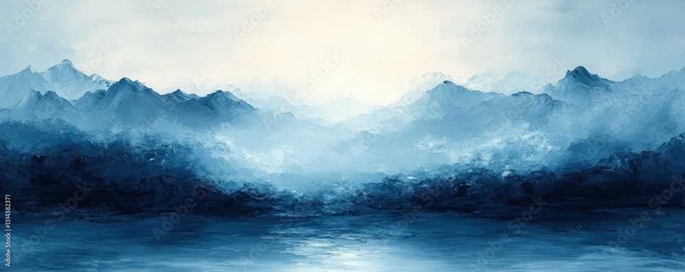 Fototapeta premium Abstract Expressionism Icy Background with Soft Brushstrokes and Ethereal Lighting for Calm Atmosphere