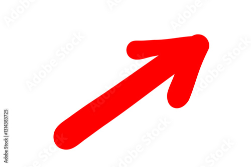 ペンで手描きしたような赤い太い矢印
