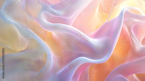 Soft and Ethereal Pastel Abstract Shapes with Flowing Light Effects