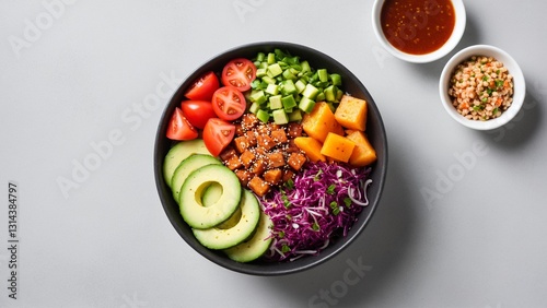 Colorful Salad Bowl with Savory Sesame Treat photo