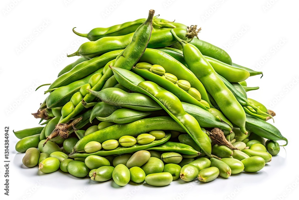 Urban Exploration Pile Broad Beans on White Background Urban Exploration Pile Broad Beans on White Background