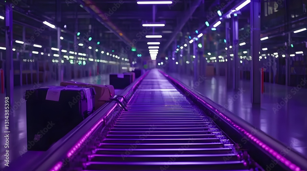 Automated Futuristic Warehouse Logistics with Robotic Package Sorting System Automated Futuristic Warehouse Logistics with Robotic Package Sorting System