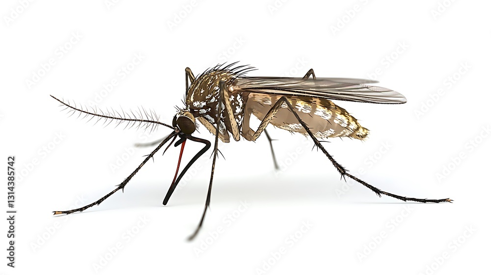 Detailed action shot of a bug on a white background highlighting its features in a scientific environment Detailed action shot of a bug on a white background highlighting its features in a scientific environment