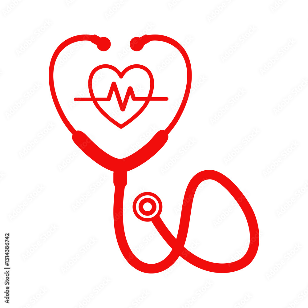 stethoscope with heartbeat icon. logo medical design. flat vector illustration design. stethoscope with heartbeat icon. logo medical design. flat vector illustration design.