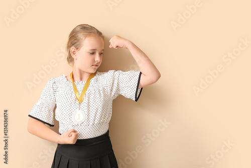 Funny little schoolgirl wit...