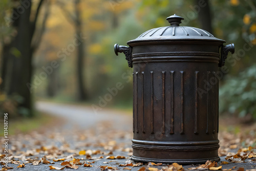 Old metal trash can