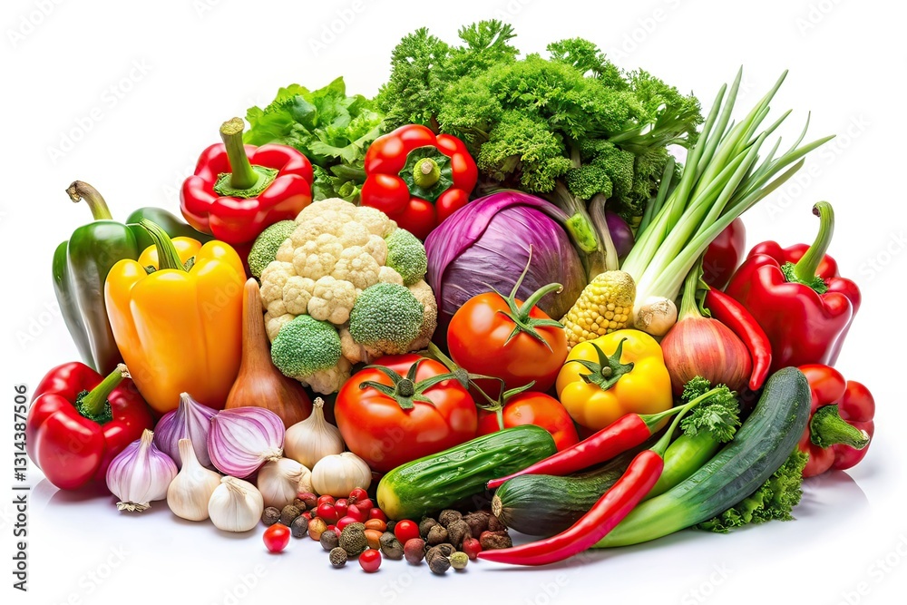 Vegetable Mix Path Isolated, High Depth of Field, White Background, Fresh Produce Vegetable Mix Path Isolated, High Depth of Field, White Background, Fresh Produce