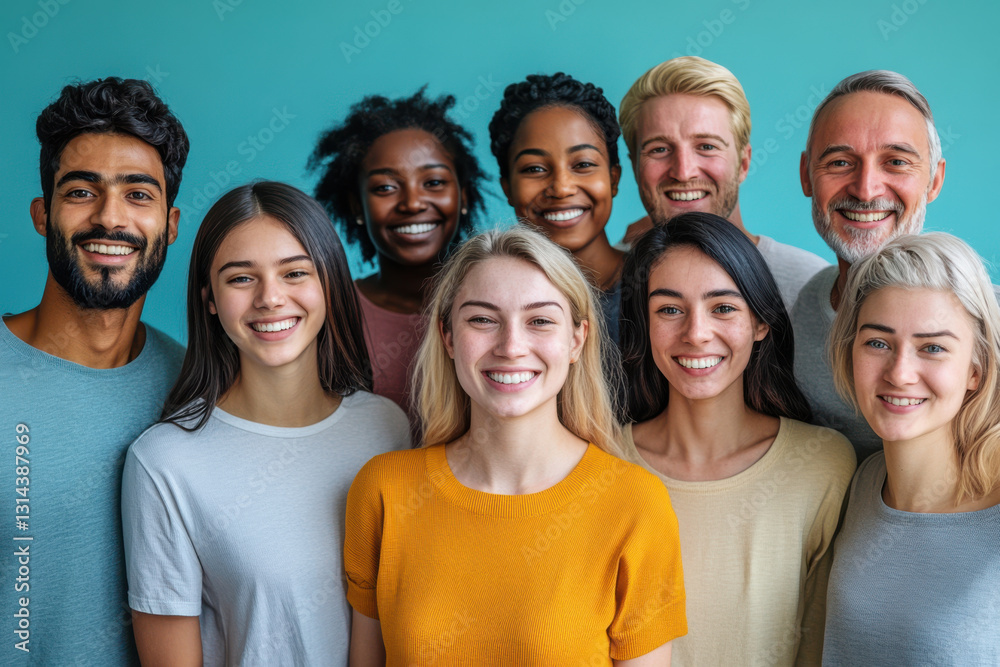 Diverse group of smiling people posing together. Diverse group of smiling people posing together.