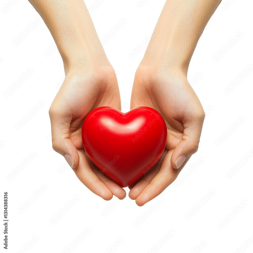 pair of hands gently holding shiny red heart, symbolizing love and care. image conveys warmth and affection, perfect for expressing heartfelt emotions pair of hands gently holding shiny red heart, symbolizing love and care. image conveys warmth and affection, perfect for expressing heartfelt emotions