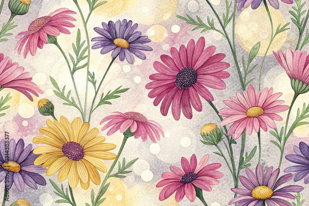 Vibrant Daisy Patchwork Home Decor - Bokeh Effect Vibrant Daisy Patchwork Home Decor - Bokeh Effect
