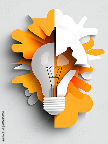 Shredded Paper Light Bulb Concept Illustrates Innovative Eco Friendly Creativity