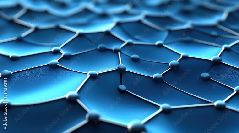 Obraz premium Abstract Blue Network Nodes 3D Render