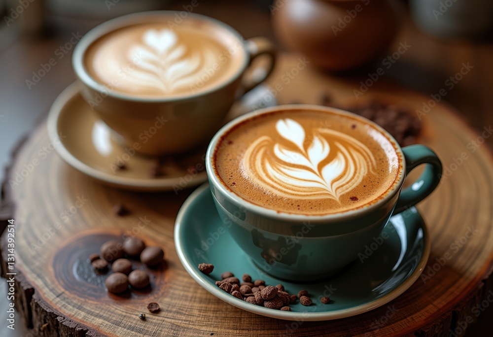 stunning coffee art creations displayed unique textured backgrounds highlighting rich colors detailed patterns, latte, design, beverage, crema, espresso
