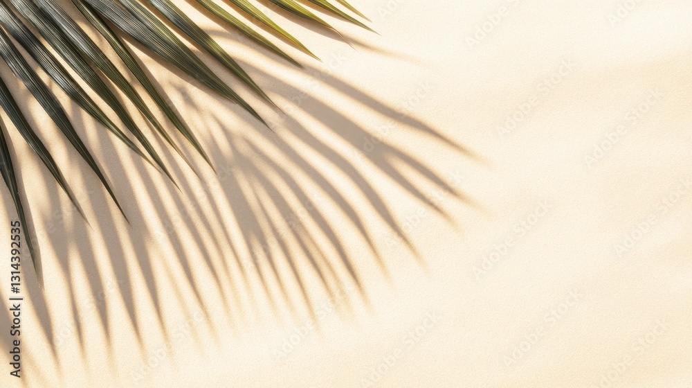 Obraz premium Serene Palm Leaf Shadow Gracing Sunlit Sandy Texture