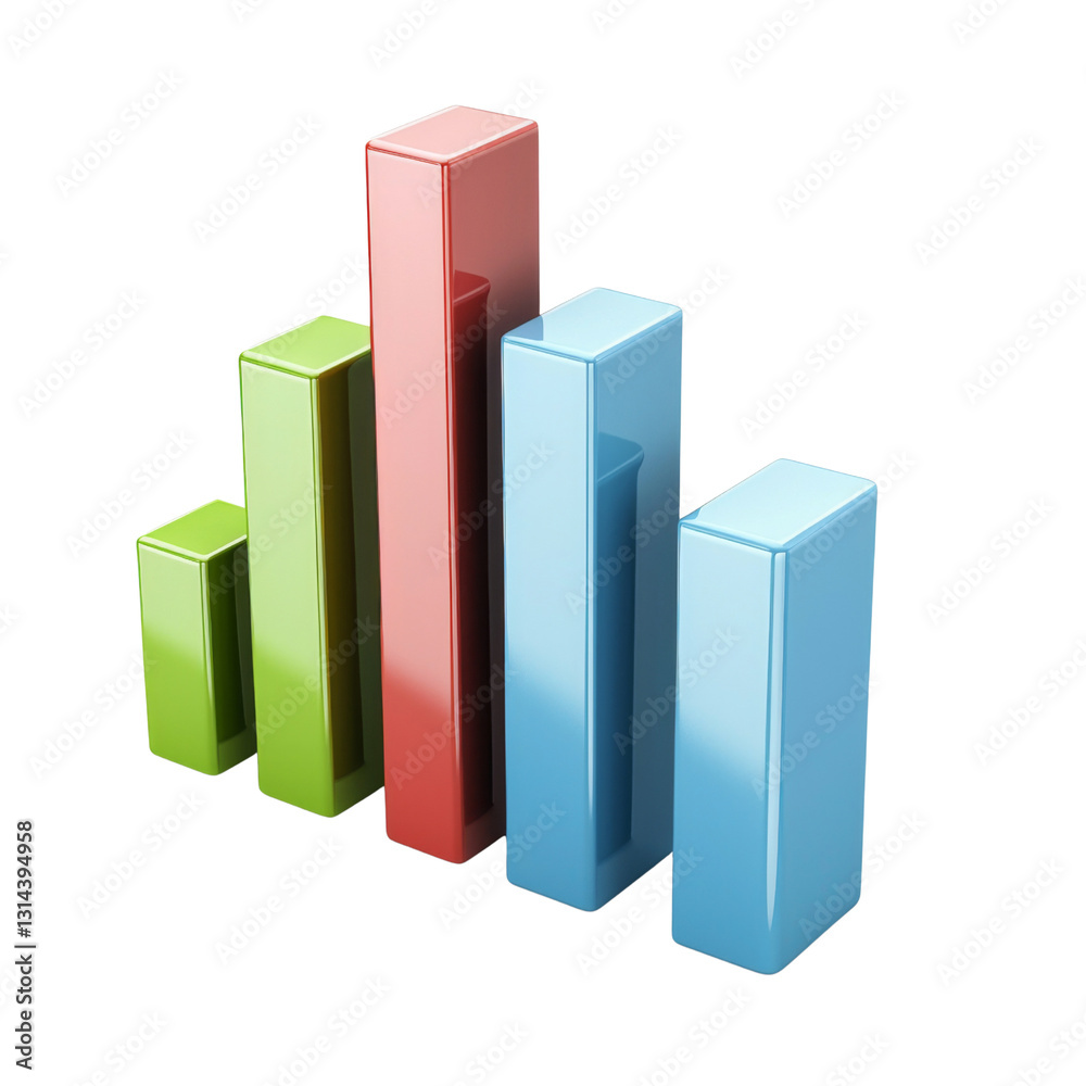 3D bar graph in various colors representing data visualization and analysis 3D bar graph in various colors representing data visualization and analysis