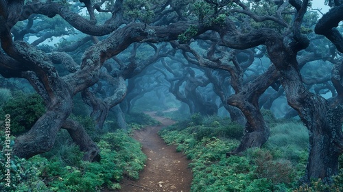 Foggy atmosphere in enchanted woods a ground-level nature photography journey