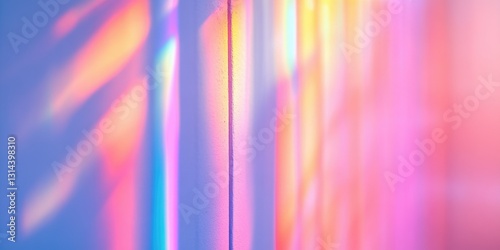 This image captures a mesmerizing display of colorful light refracting through a clear medium, creating a stunning rainbow effect that fills the frame with an abstract pattern. The bright colors and
