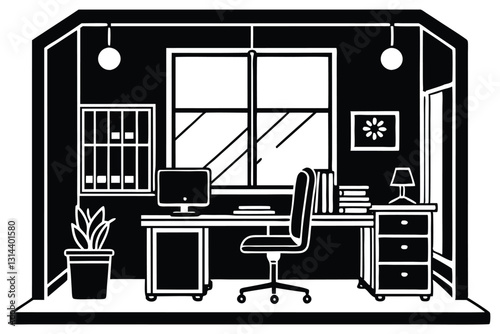 Office room silhouette