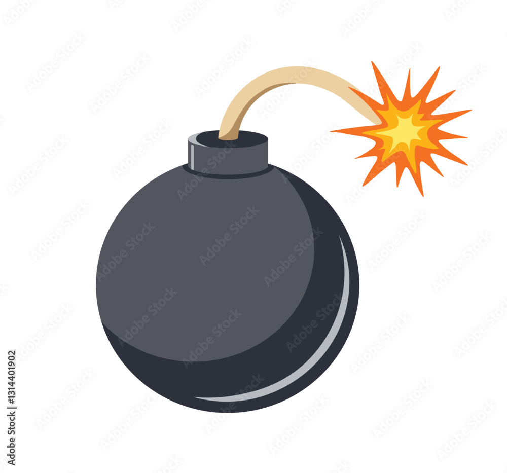 black bomb with burning fuse vector