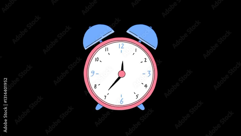 Alarm clock. Fast clock time lapse 3d animation 