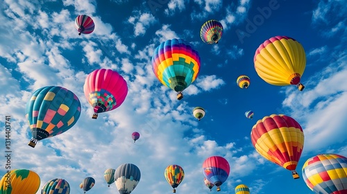 Vibrant Air Balloon Festival Drifting Gracefully Through Tranquil Sky