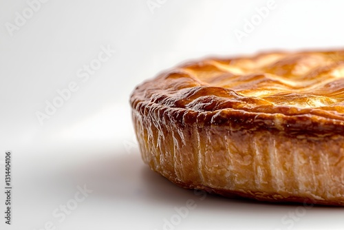 Perfectly Baked Artisanal Pastry with Intricate Crust Texture Presented on Pristine White Background