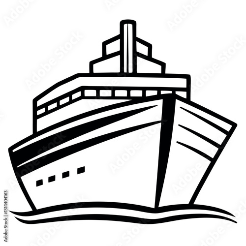 A ship-liner-art-on-white-background 