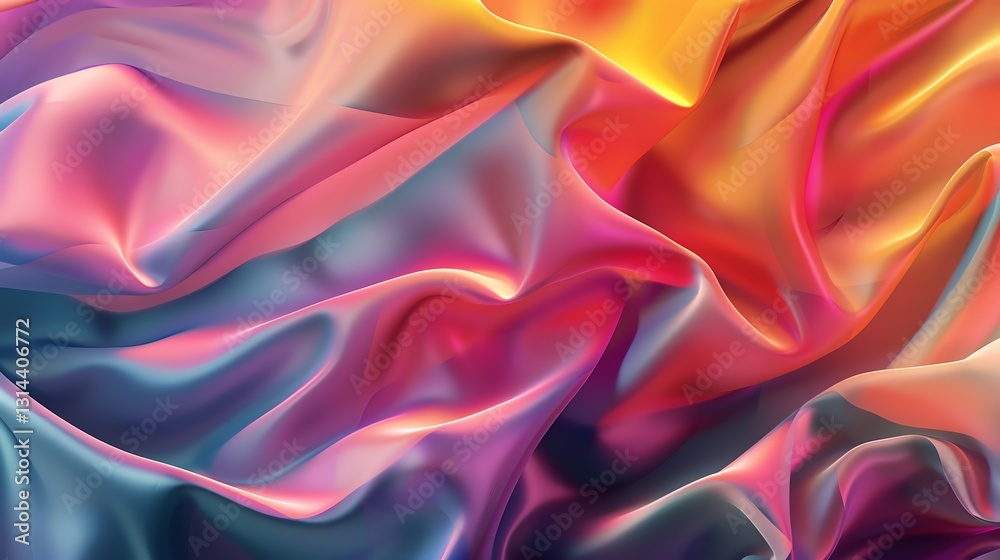 Obraz premium Colorful Fabric with Vibrant Lighting and Fluid Draping for Fashion Design
