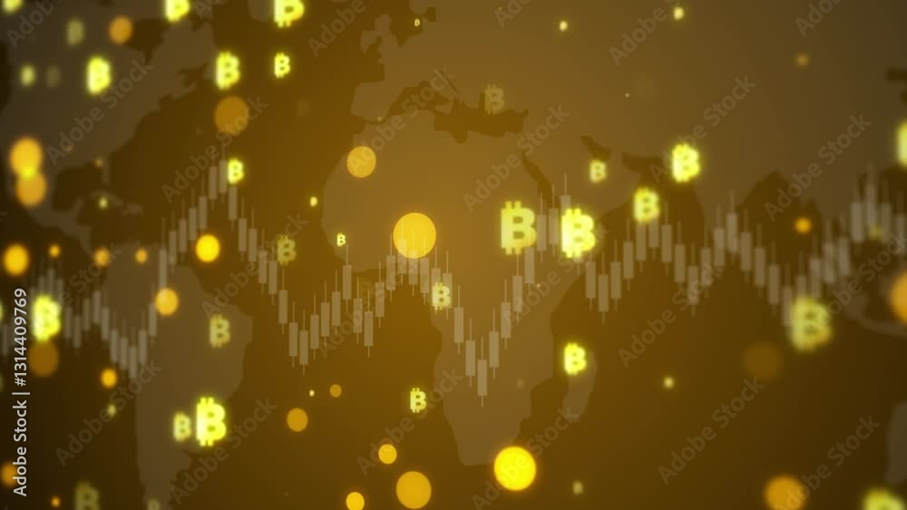 Bitcoin BTC coin and Ethereum ETH coins are rotating with 100 dollars bills. Digital crypto coin and cryptocurrency. Concept of exchange market and online trading