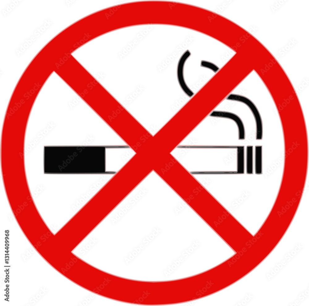 Obraz premium No smoking cigarette or vape sign, cigarette, vape in prohibition circle area 