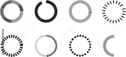 Set loading bar icons. Progress bar loading signs. Collection loading status bar in different design. Download progress icons – vector
