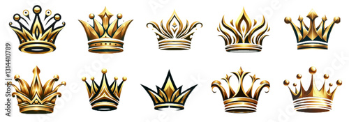 Set of Golden crown logo icon sign design inspiration. 