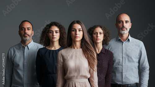 Diverse Professional Team in Formal Attire Against Dark Background