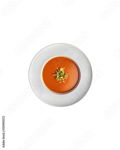 Delicious Gazpacho Soup in a White Bowl.