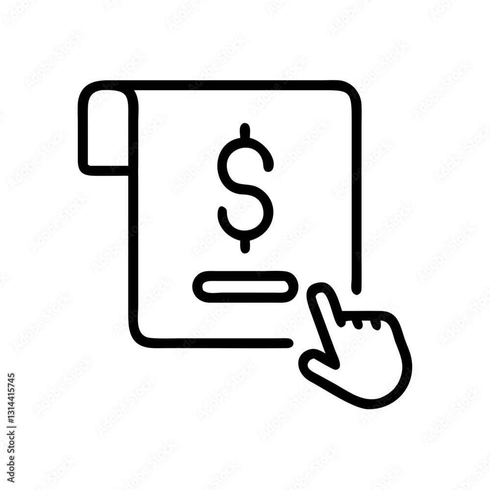 Outline icon of an online bill payment Outline icon of an online bill payment
