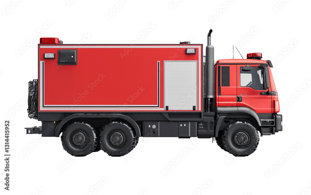Red emergency response truck isolated on white background Red emergency response truck isolated on white background