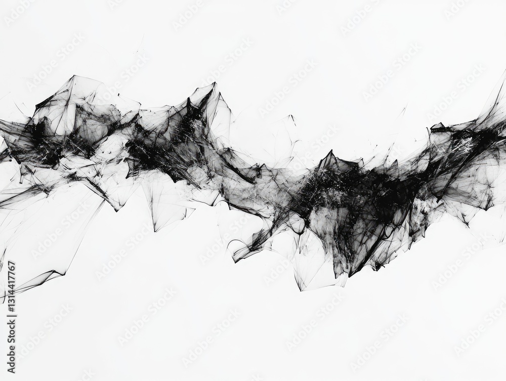 Obraz premium Abstract charcoal drawing with sharp angles and smoky textures on white