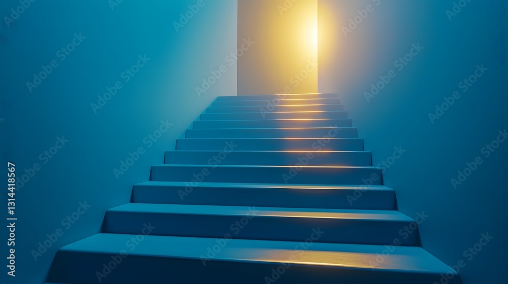 Fototapeta premium Ascending Stairs to Shimmering Skies A Path to Success and Opportunity