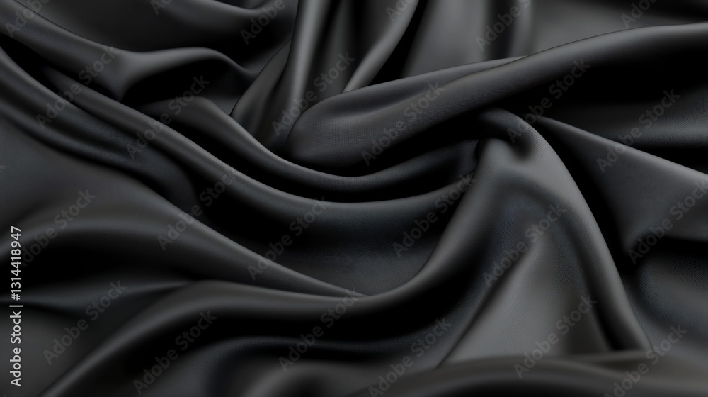Obraz premium Draped black silk fabric, luxurious texture