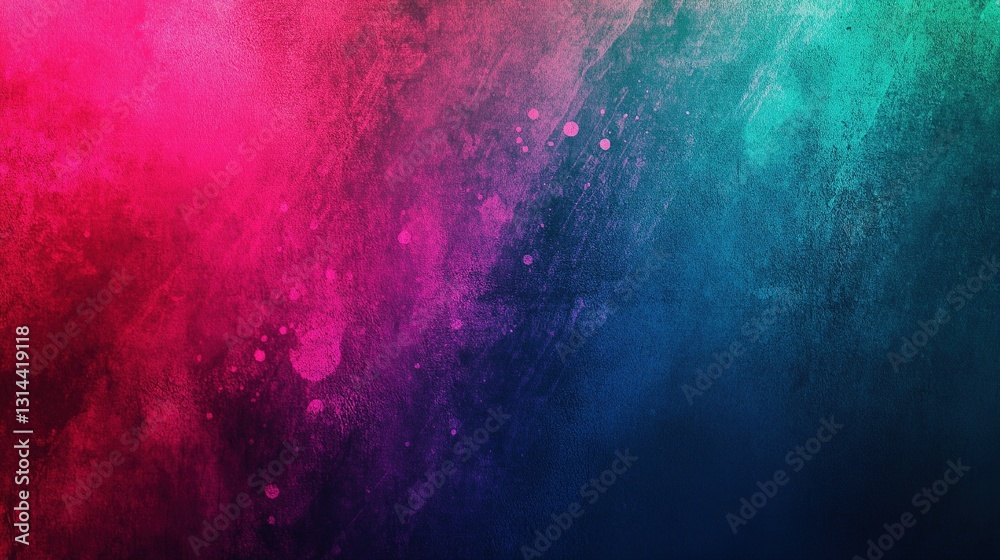 Fototapeta premium Dark red, magenta, blue, and green abstract spot grainy gradient backdrop design with light leaks, seamless colors for banner