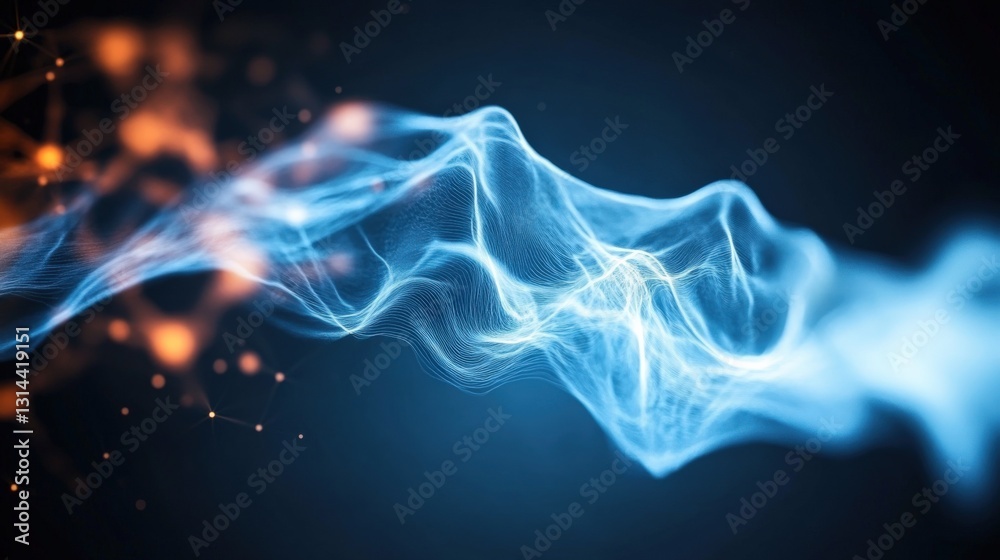 Obraz premium Dynamic energy waves abstract visualization digital art dark background close-up concept of motion and light