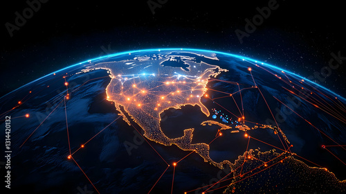 Illuminated North America At Night From Space