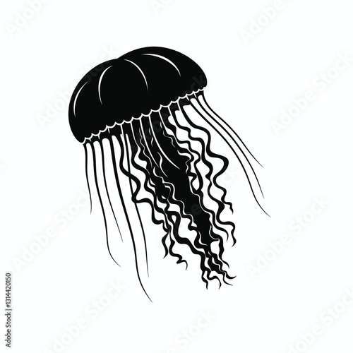 black silhouette of a jellyfish