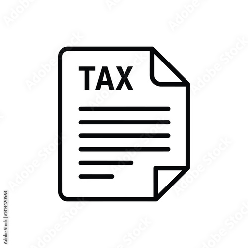 Black-and-white tax document vector icon for financial content