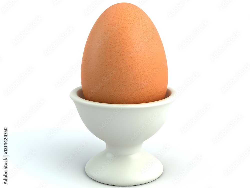 Soft Boiled Egg in Ceramic Eggcup on Minimalist White Background Soft Boiled Egg in Ceramic Eggcup on Minimalist White Background