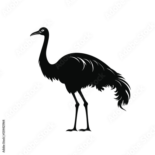black silhouette of an ostrich