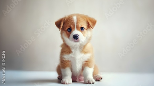 Obraz na płótnie Adorable corgi dog puppy sitting, isolated on white background w salonie