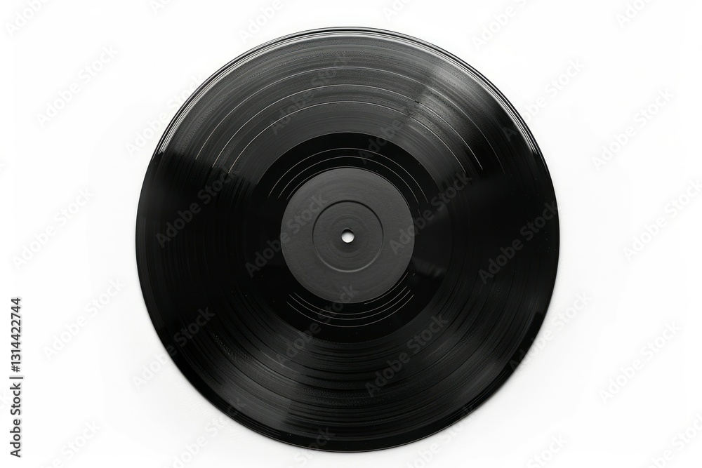 Obraz premium Black vinyl record on solid white background. Neural network AI generated