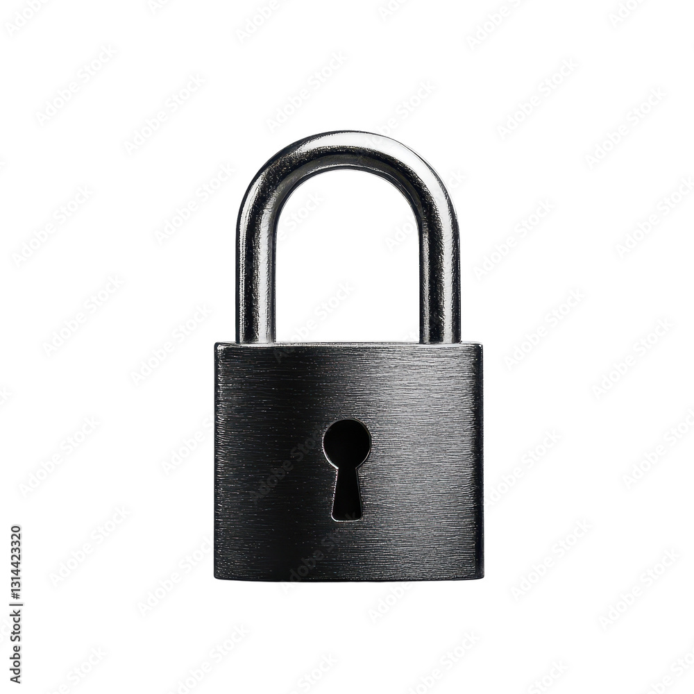 Close-up of a metallic padlock on a transparent background Close-up of a metallic padlock on a transparent background